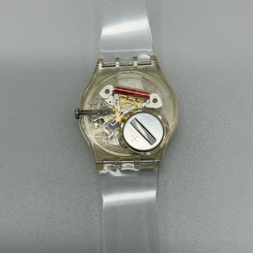 Vintage Swatch Melted Minutes Mens Watch 34mm Silver Skeleton Dial New Battery